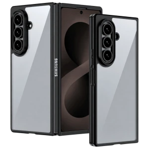 Coque Samsung Galaxy Z Fold 8 Ultra Square Hard Premium Noir avec bords carrés, dos transparent brillant, protection rigide, découpes précises pour triple