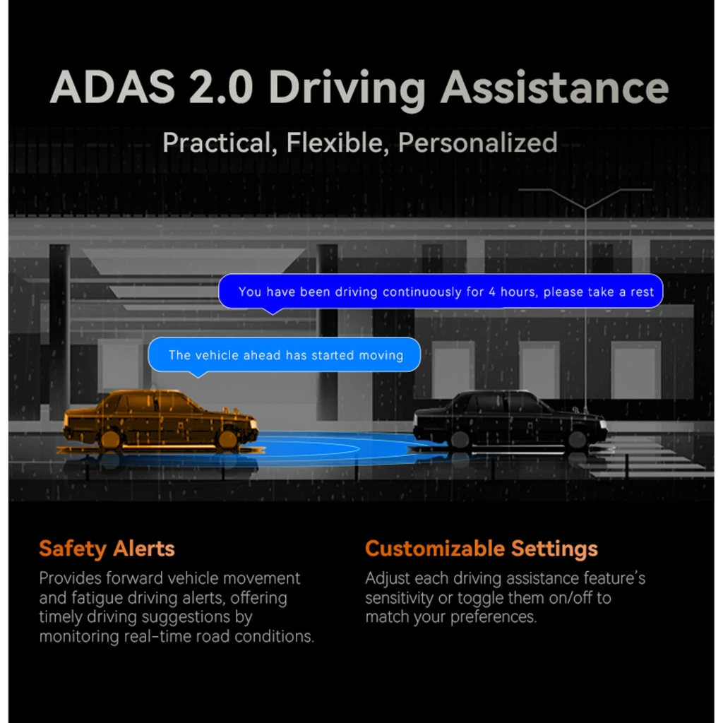 Dashcam DDPAI Z60 2026 2CH GPS avec caméra avant 4K et arrière 1080p, module GPS intégré, écran couleur latéral, boîtier noir compact et élégant - Ítem7