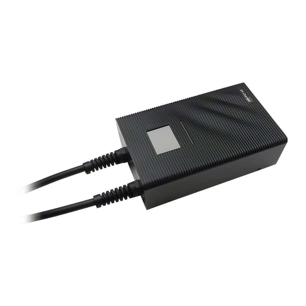 Cargador Coche Eléctrico Besen SQW45-BC-22KW-APP 22kW Trifásico con caja negra estriada, pantalla LCD a color, dos cables y conector tipo 2 montable en pared - Ítem2