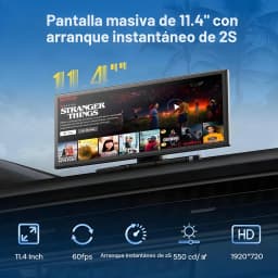 Ecrã Carro Ottocast OttoScreen T1140 Preto CarPlay Android Auto Sem Fios 11,4 polegadas, detalhe: Netflix no tablier, ícones