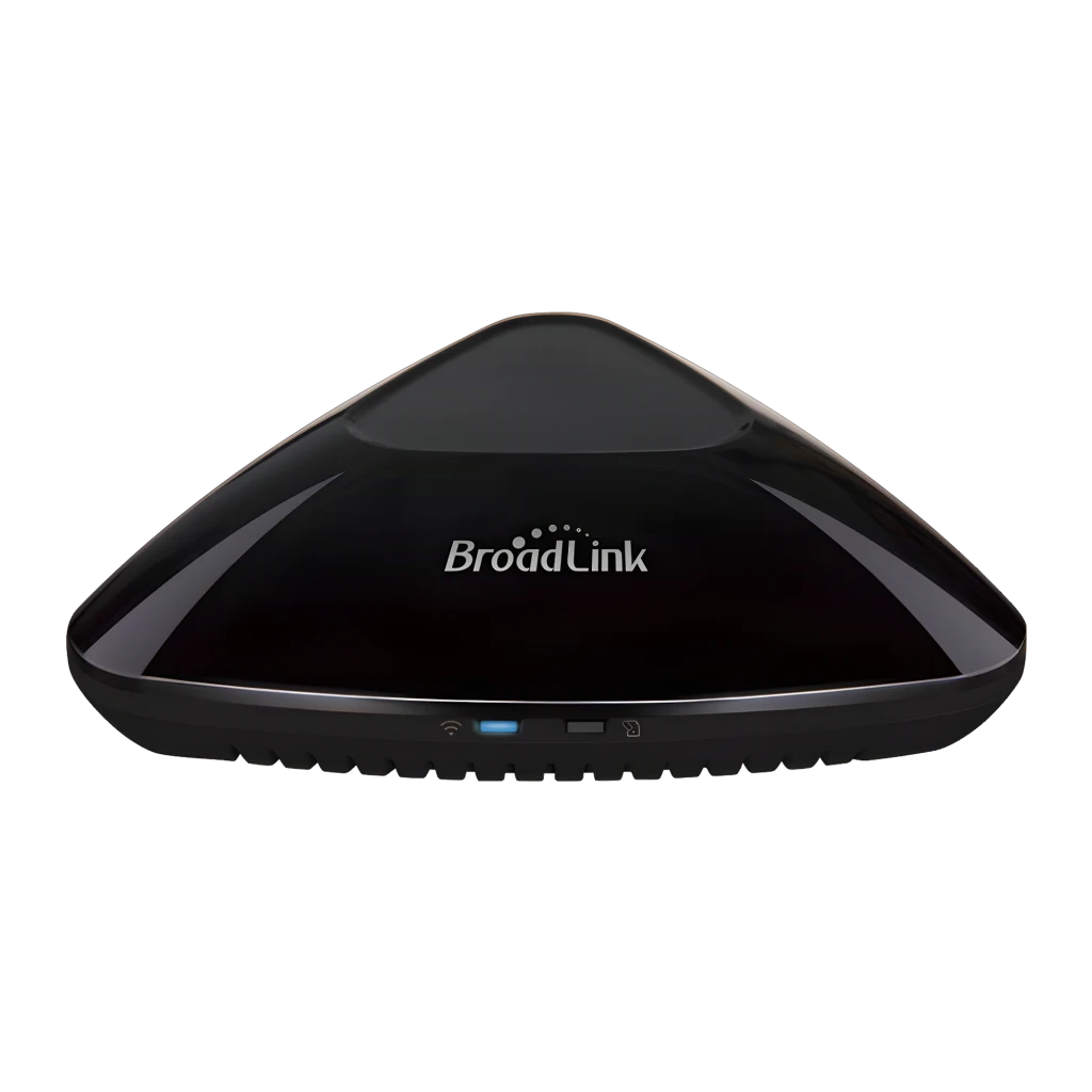 Centro de Control Inteligente Broadlink RM Max IR + RF 433 MHz Matter en forma triangular negra, acabado brillante, logo BroadLink, superficie lisa y compacta - Ítem2