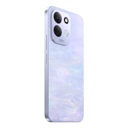 Xiaomi Redmi 17 4G Lotus Purple con trasera nacarada, módulo triple de cámara con flash en X y bordes planos en aluminio; diseño delgado y elegante