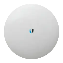 Pont WiFi Ubiquiti NanoBeam AC Gen2 PoE 2 Ports Gigabit, antenne parabolique blanche ronde avec logo U central, design épuré pour liaisons point à point