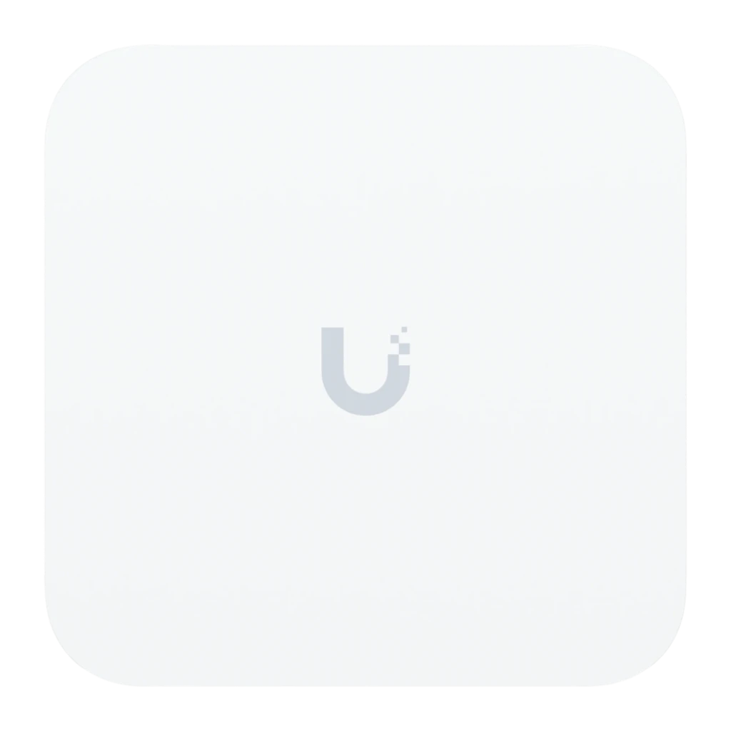 Routeur Ubiquiti UniFi Express 7 WiFi 7 compact blanc, boîtier carré aux bords arrondis, logo U sur le dessus, indicateur LED et port avant visibles - Ítem7