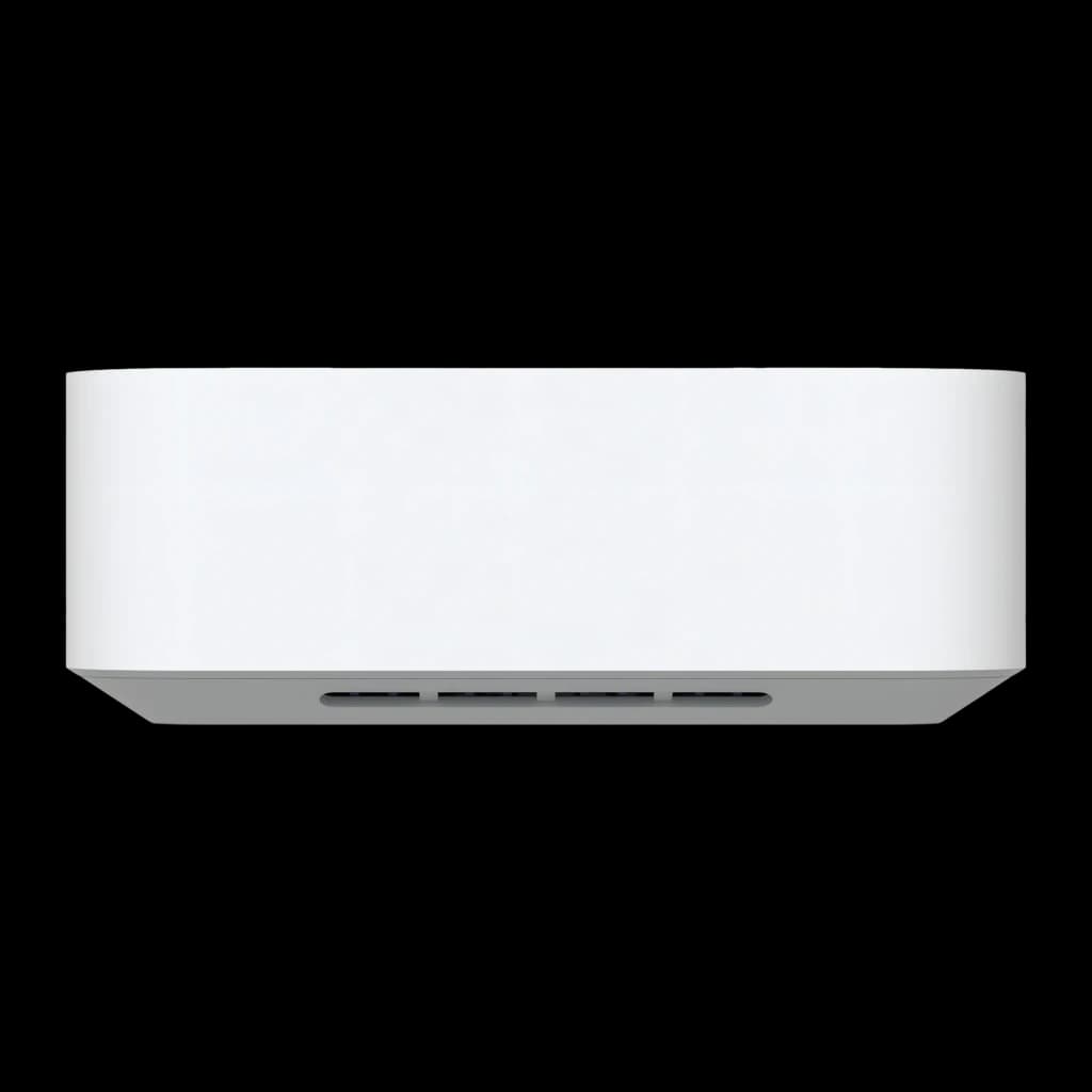 Router Ubiquiti UniFi Express 7 UX7 blanco, diseño compacto rectangular, frontal liso con ranuras de ventilación inferiores, acabado minimalista WiFi 7 10,7