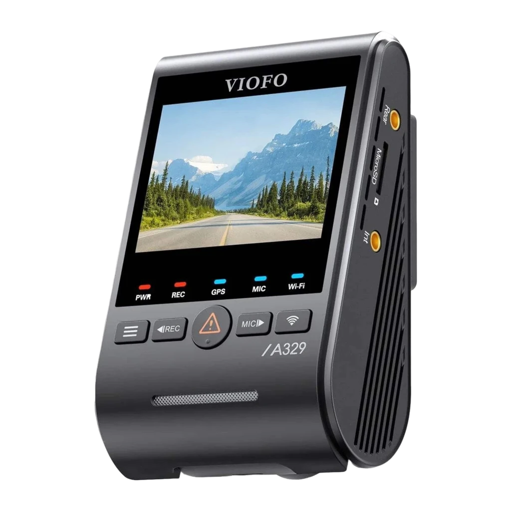 Caméra de tableau de bord VIOFO A329T avec écran couleur, boutons PWR REC GPS MIC Wi‑Fi, module avant 4K et caméra secondaire 2K au téléobjectif compact - Ítem1
