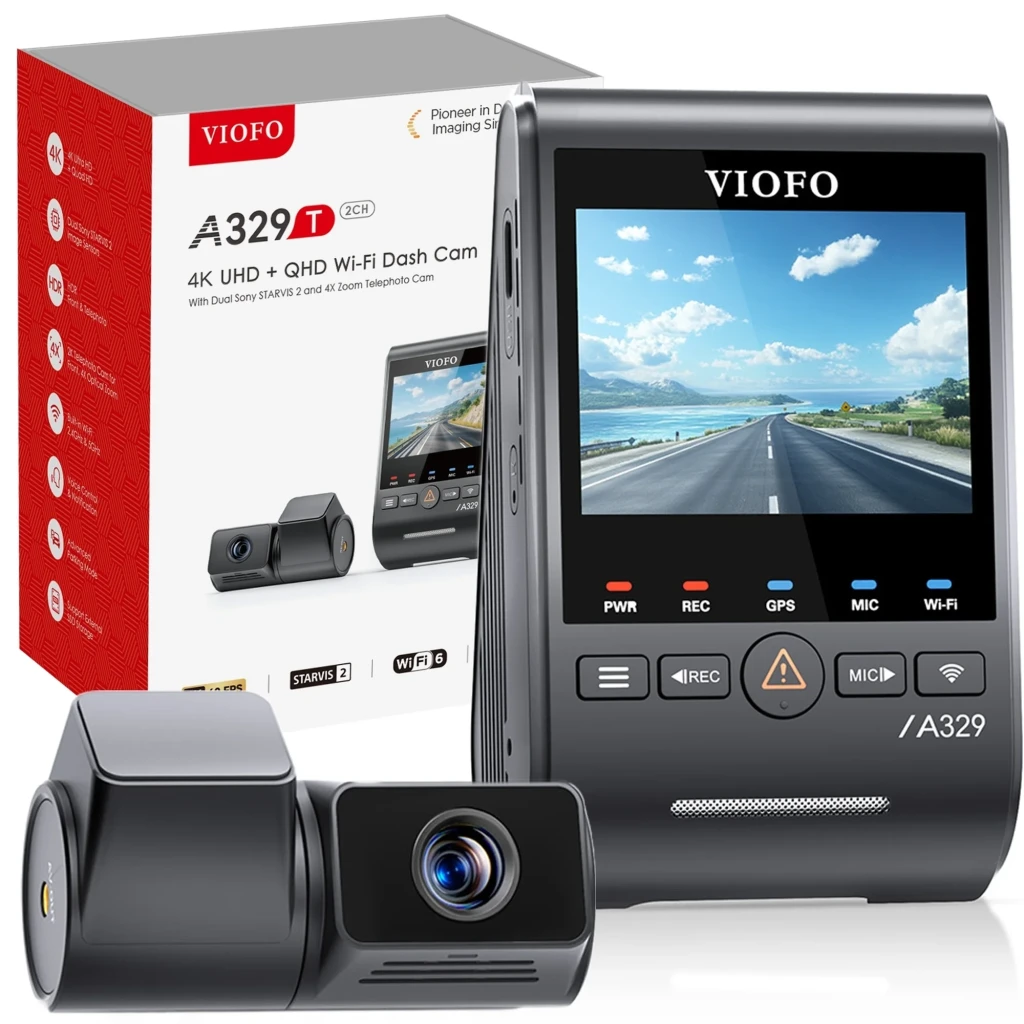 Caméra de tableau de bord VIOFO A329T avec écran couleur, boutons PWR REC GPS MIC Wi‑Fi, module avant 4K et caméra secondaire 2K au téléobjectif compact - Ítem4