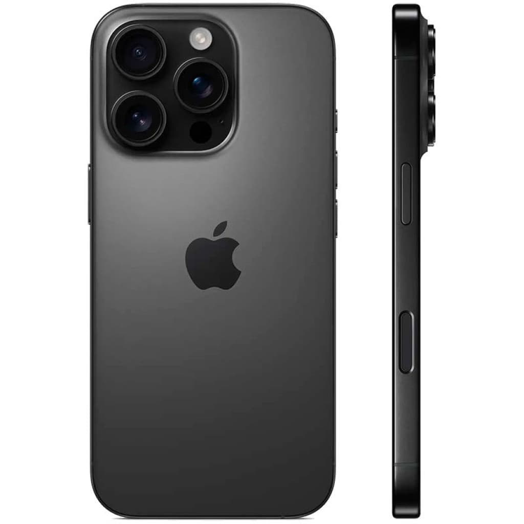 iPhone 16 Pro 5G 256GB Titanio Negro reacondicionado premium con triple cámara trasera, módulo prominente, marco de titanio mate y botones laterales