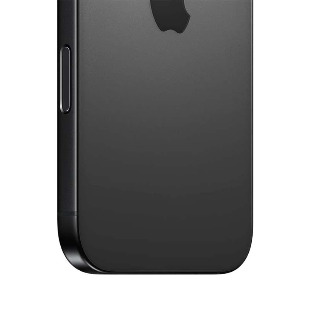 Borde lateral del iPhone 16 Pro 5G en titanio negro, acabado mate liso, botón lateral metálico y cantos curvos pulidos, 256GB, reacondicionado premium