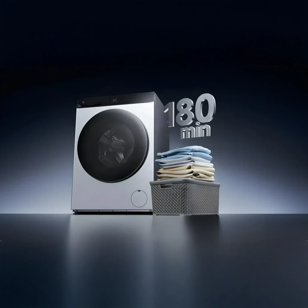 Lavadora-secadora Xiaomi Mijia Front Load Washer Dryer Pro 9kg, diseño frontal blanco con panel negro, puerta grande circular y tambor de acero inoxidable - Ítem7