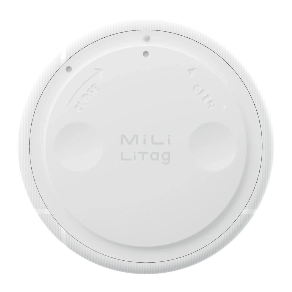 Localisateur Bluetooth Honor Choice MiLi LiTag Blanc Google Find Hub, vue arrière: couvercle avec logo MiLi LiTag et repères