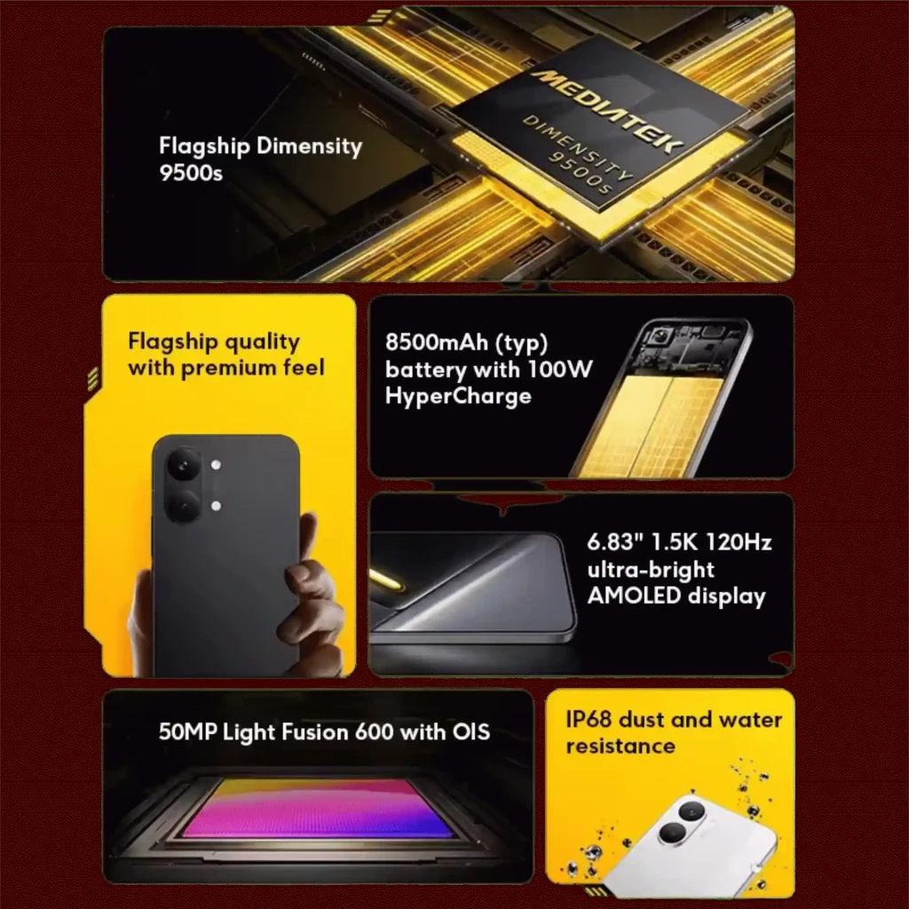 Xiaomi Poco X8 Pro Max 5G naranja con pantalla 120Hz y brillo 3500 nits, doble cámara trasera con anillos, frontal perforada y 12GB RAM, 512GB almacenamiento - Ítem2