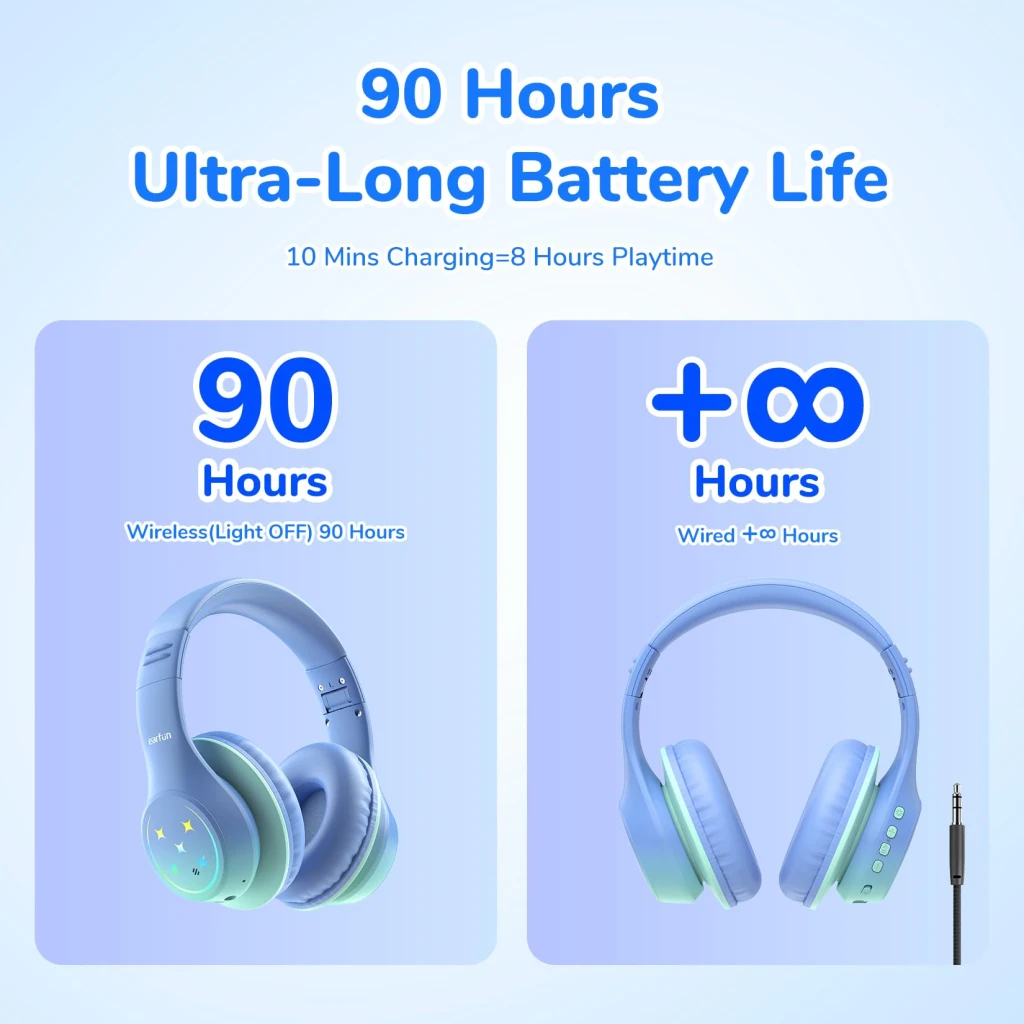 EarFun K4 con RGB Bluetooth Blue - Auriculares para niños - détail 3