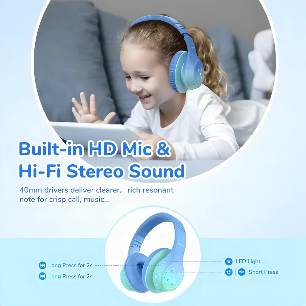 EarFun K4 con RGB Bluetooth Blue - Auriculares para niños - détail 5