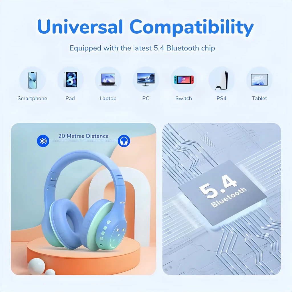 EarFun K4 con RGB Bluetooth Blue - Auriculares para niños - détail