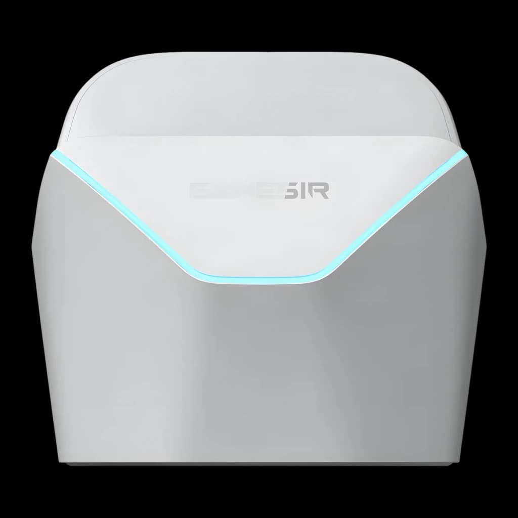 Chargeur pour manette GameSir Nova 2 Lite Blanc Sans Fil, vue avant: socle blanc avec logo GameSir et bande LED bleue en V