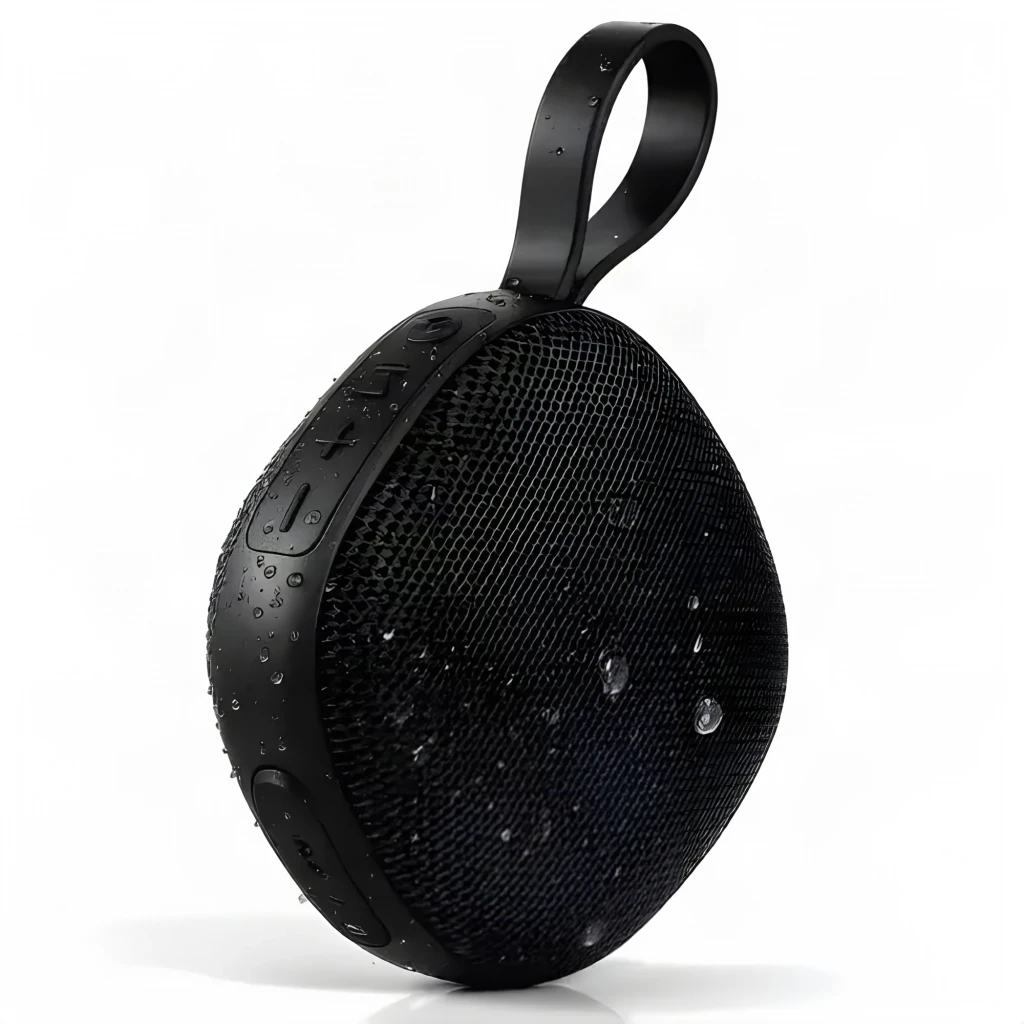 Enceinte Bluetooth ORYX KTS-2119 compacte noire, grille tissu gris, bouton latéral, sangle de transport, étanche IPX6, 5 W, autonomie 4 h - Ítem3