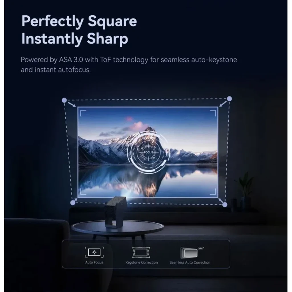 Proyector Wanbo 2S Portátil 1080p FHD 500 ANSI con enfoque automático, corrección trapezoidal y proyección nítida y cuadrada, tiro corto 1.2:1