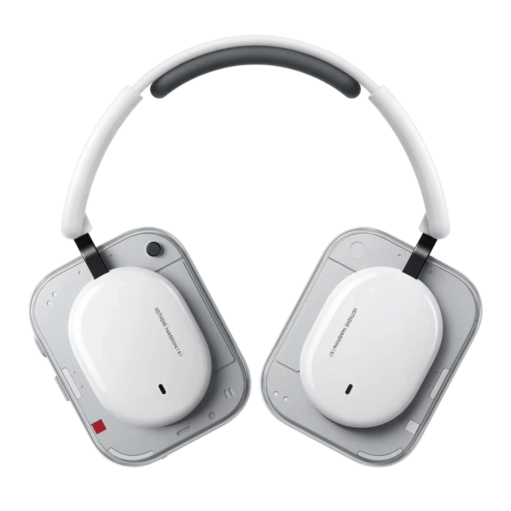Nothing Headphone (a) Blanco, auriculares inalámbricos de diadema con diseño minimalista, copas ovaladas blancas, almohadillas negras acolchadas y controles - Ítem4
