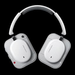 Nothing Headphone a Branco com diadema: auscultadores over-ear brancos, almofadas retangulares cinza, arco acolchoado e design minimalista moderno