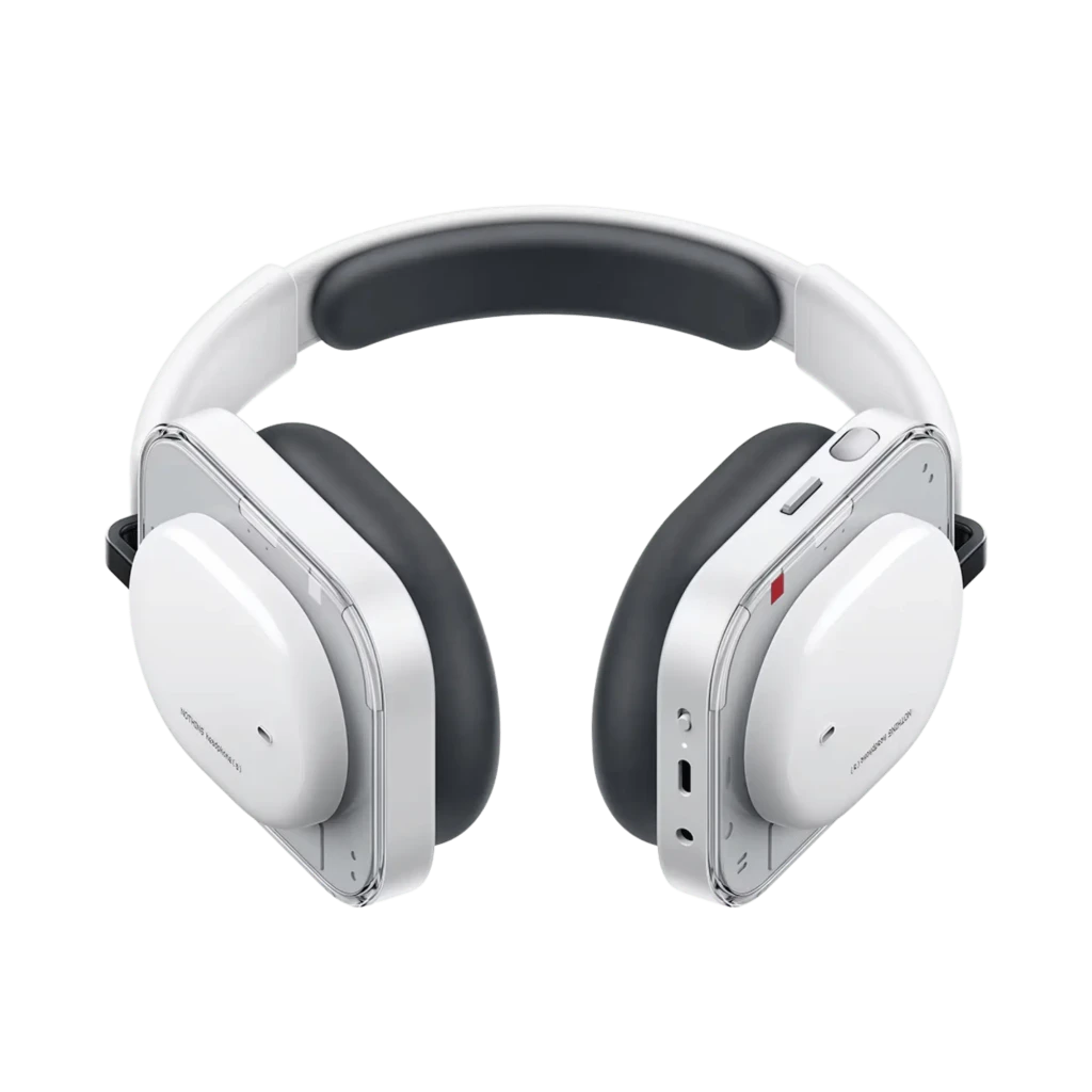 Nothing Headphone (a) Blanco, auriculares inalámbricos de diadema con diseño minimalista, copas ovaladas blancas, almohadillas negras acolchadas y controles - Ítem9