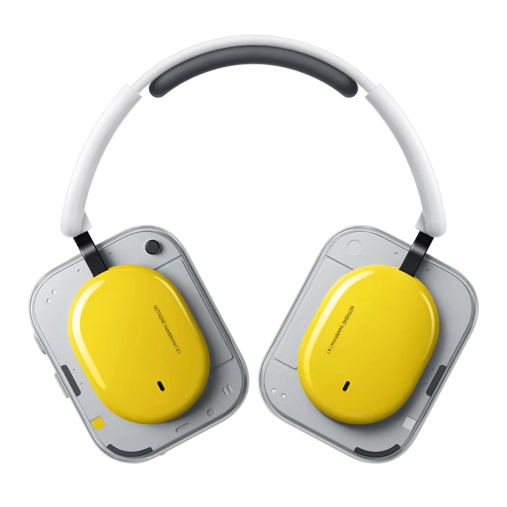 Nothing Headphone a Amarillo: auriculares inalámbricos de diadema, diseño blanco con copas cuadradas amarillas, almohadillas negras acolchadas y diadema - Ítem6