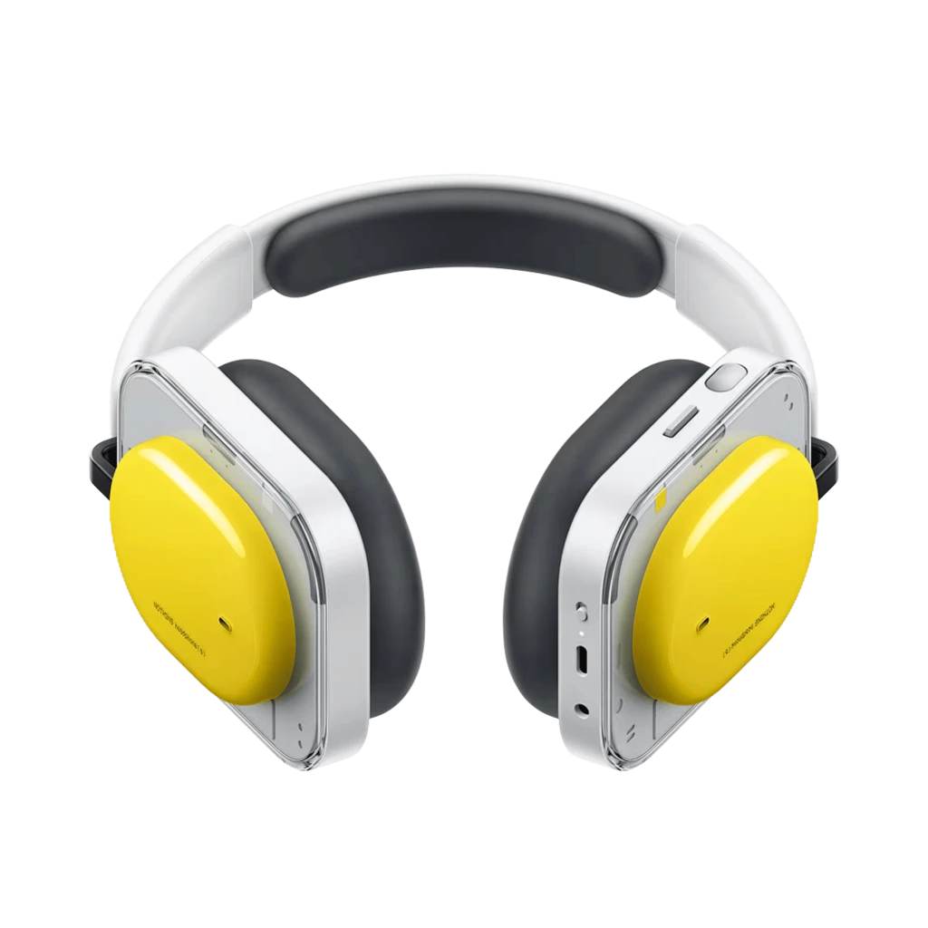 Nothing Headphone a Amarillo: auriculares inalámbricos de diadema, diseño blanco con copas cuadradas amarillas, almohadillas negras acolchadas y diadema - Ítem9