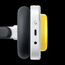 Nothing Headphone (a) Amarelo - Auscultadores on-ear com almofadas pretas, concha amarela brilhante, porta USB-C, botão deslizante e entrada 3,5 mm