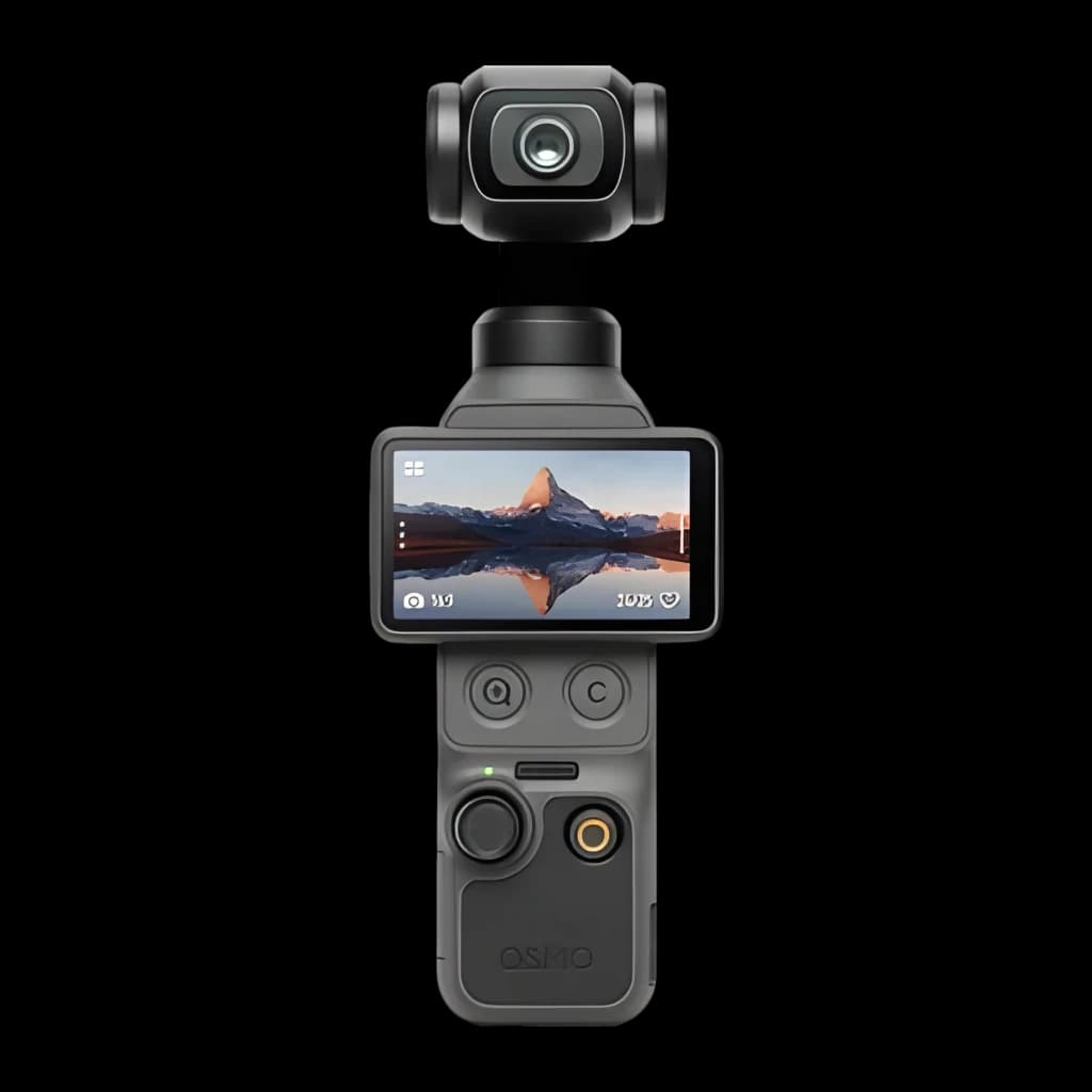 Câmara DJI Osmo Pocket 4 Essential Combo 4K com gimbal de 3 eixos, tela touch traseira, botões dedicados e lente grande angular compacta e portátil