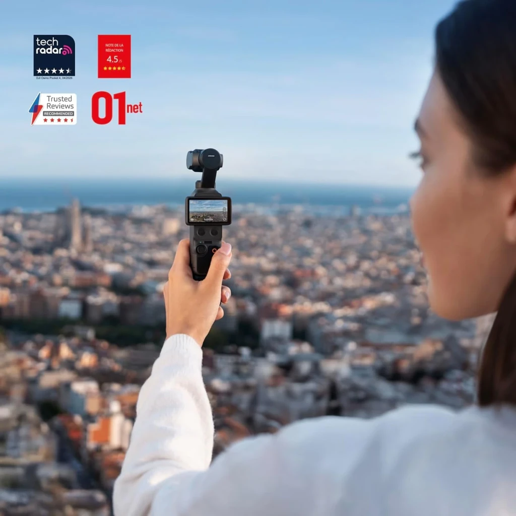 Câmara DJI Osmo Pocket 4 Essential Combo 4K com gimbal de 3 eixos, tela touch traseira, botões dedicados e lente grande angular compacta e portátil - Item3
