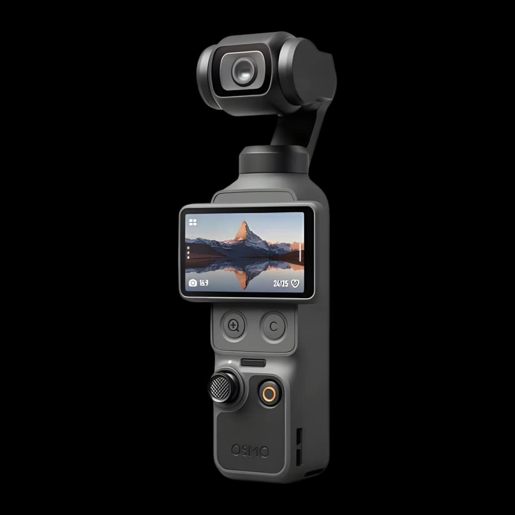 Câmara DJI Osmo Pocket 4 Essential Combo 4K com gimbal de 3 eixos, tela touch integrada, lente grande angular e design compacto para vídeos estáveis
