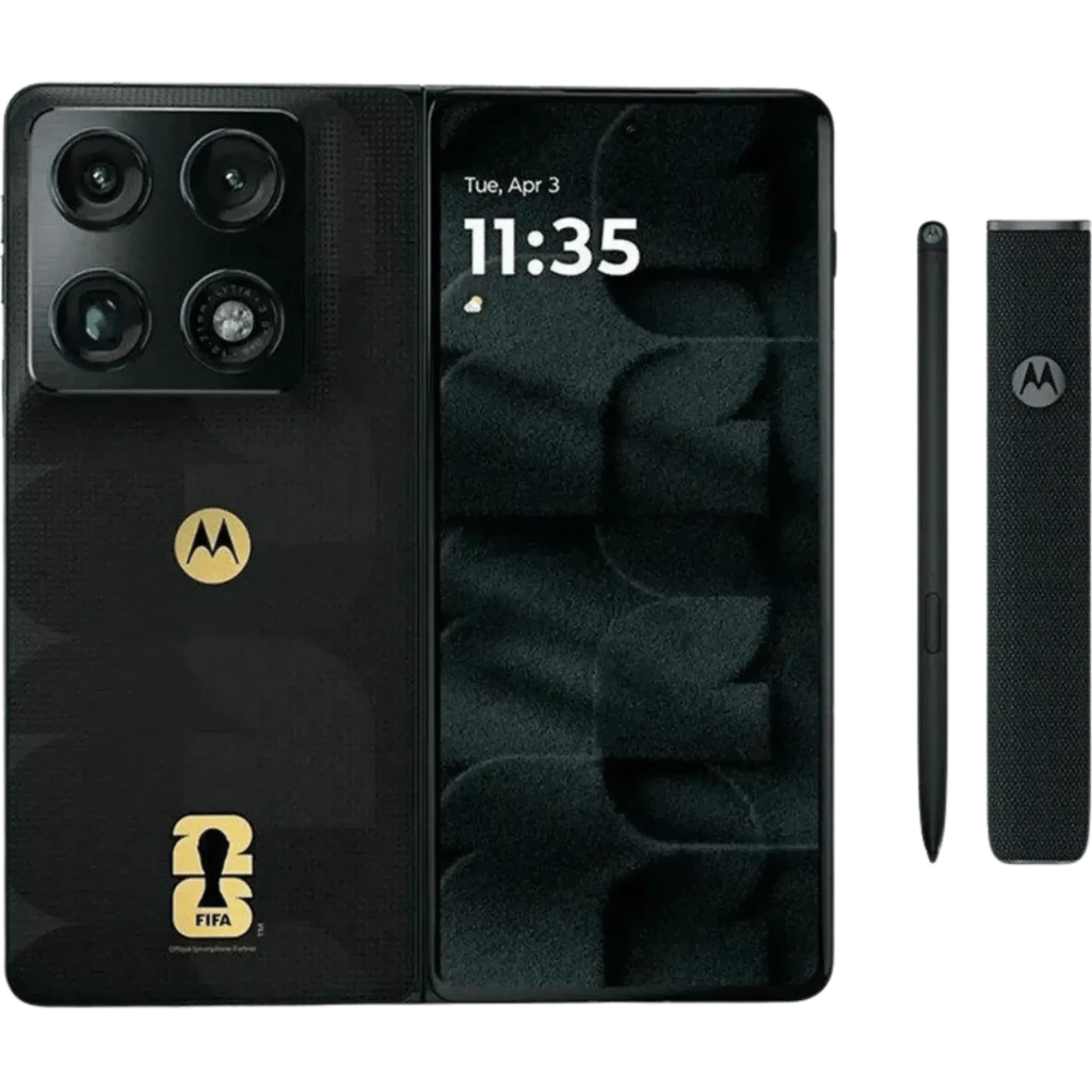 Smartphone plegable negro con pantalla pOLED 8,09 pulgadas, triple cámara trasera, logos dorados de FIFA y Motorola, edición especial Razr Fold 5G 512 GB 16 - Ítem8