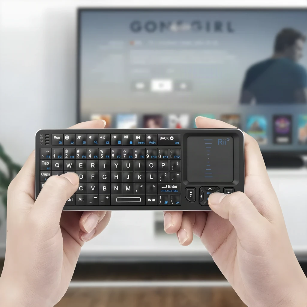 Rii K06 Mini Bluetooth Keyboard negro - el reverso actúa como mando a distancia por infrarrojos con 10 teclas