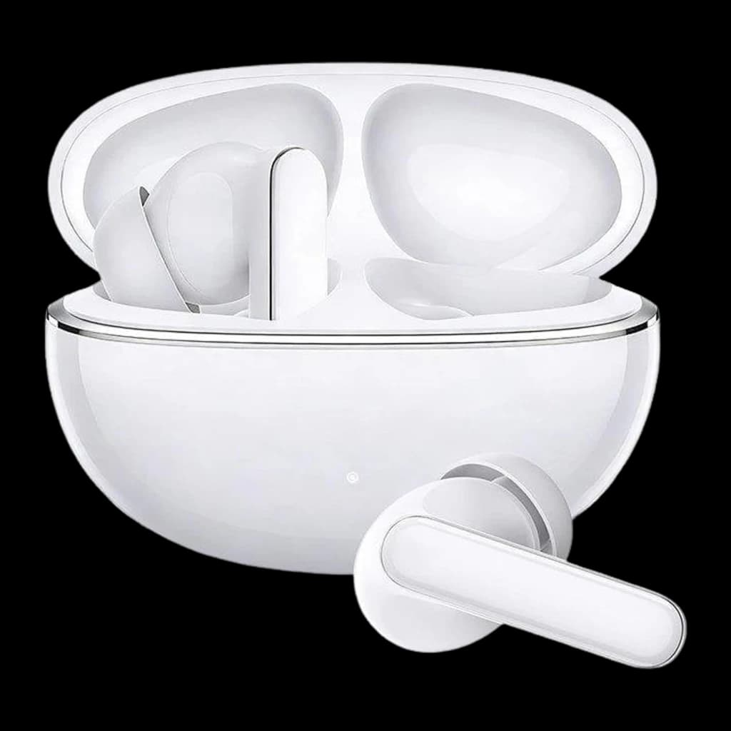 Boîtier blanc arrondi avec écouteurs intra-auriculaires TWS HONOR Choice Earbuds X8i, tiges courtes, embouts silicone, finition brillante, design compact