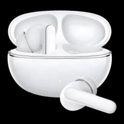 Boîtier blanc brillant avec Écouteurs HONOR Choice Earbuds X8i TWS, tiges courtes, embouts intra, LED frontale discrète, design épuré et compact