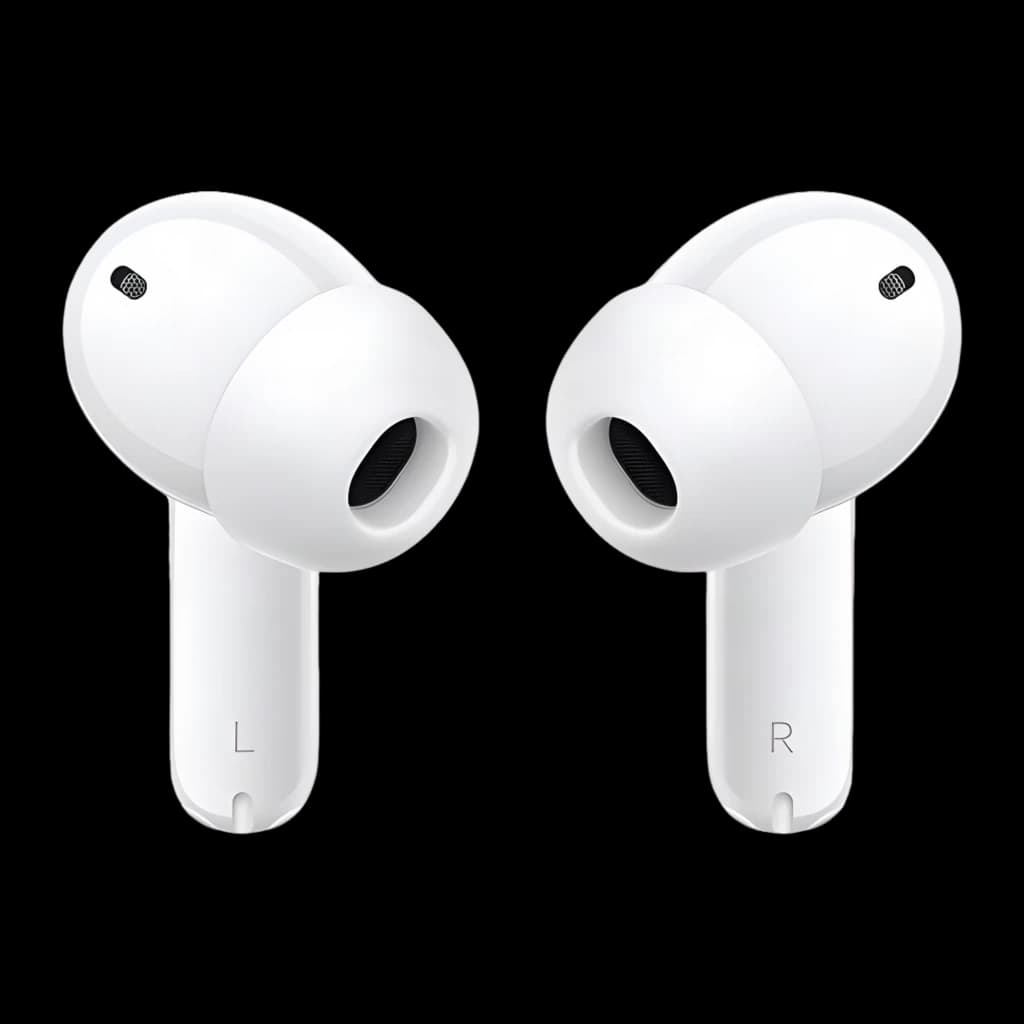 Écouteurs blancs HONOR Choice Earbuds X8i avec embouts silicone, tiges courtes L et R, grilles noires et micro visible, design compact TWS ANC 3.0