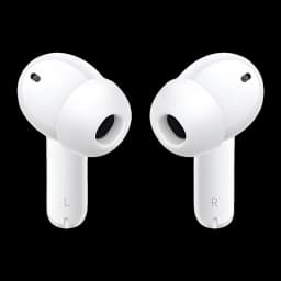 Écouteurs blancs HONOR Choice Earbuds X8i avec embouts silicone, tiges courtes L et R, grilles noires et micro visible, design compact TWS ANC 3.0