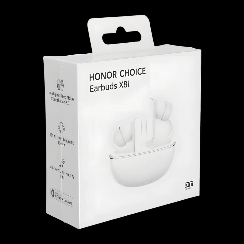 Boîte des Écouteurs HONOR Choice Earbuds X8i ANC 3.0 TWS, étui blanc ovale avec écouteurs intra-auriculaires, autonomie 44 h, haut-parleur 10 mm