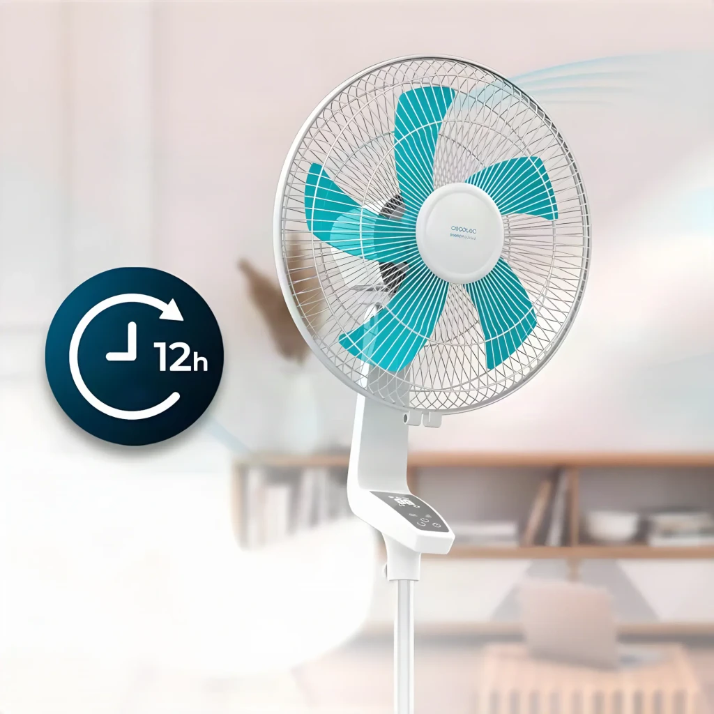 Ventilador de Pé Cecotec EnergySilence 620 Flow Control 50W com grelha azul, hélices translúcidas, altura ajustável, base redonda e controlo remoto - Item2