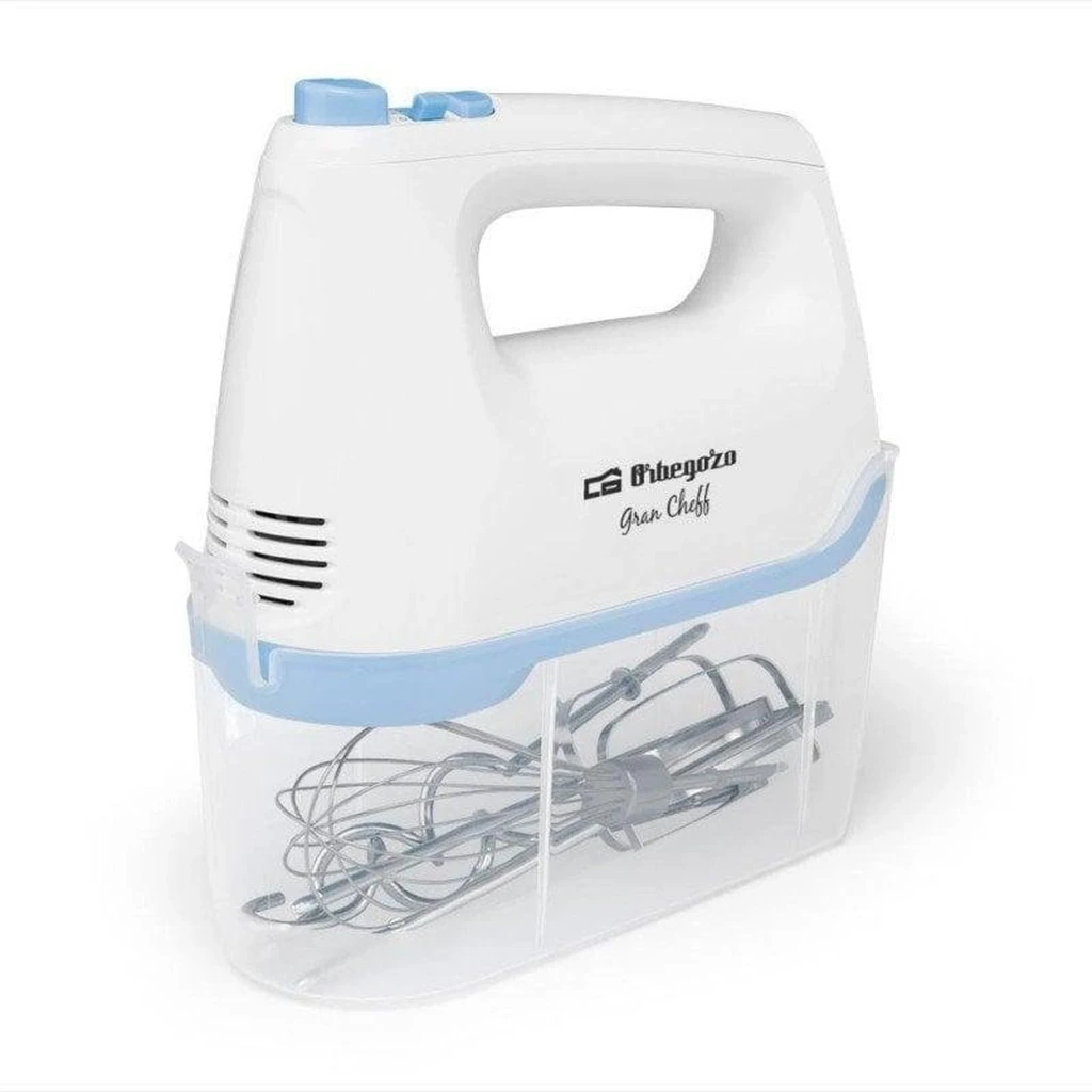 Batteur mélangeur Orbegozo BA 3750 blanc et bleu, corps compact avec poignée ergonomique, deux fouets inox, 6 vitesses et bouton Turbo, 400 W - Ítem4