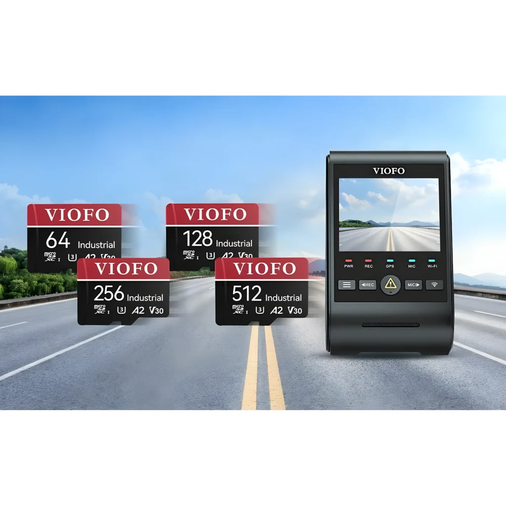 Tarjeta microSD VIOFO 256GB Industrial U3 A2 V30 con adaptador SD; diseño rojo y negro, marcajes de velocidad visibles y pestaña Lock en el adaptador - Ítem2
