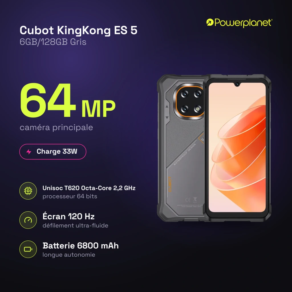 Cubot KingKong ES 5 verde rugerizado con carcasa robusta, triple cámara trasera con flash, pantalla notch en V, bordes reforzados, sellos IP68 IP69K - Ítem2