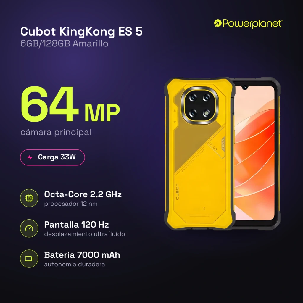 Smartphone robusto amarelo com capa resistente, tela 6,88 polegadas IPS 120 Hz, módulo de câmera traseira quadrado com 4 lentes, bordas reforçadas e design - Item4
