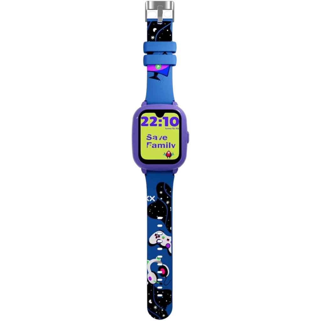 Reloj infantil azul SaveFamily Iconic Plus 2 Estampada Gamer con correa de silicona, pantalla colorida con mando retro, botón lateral, llamadas SOS y - Ítem4