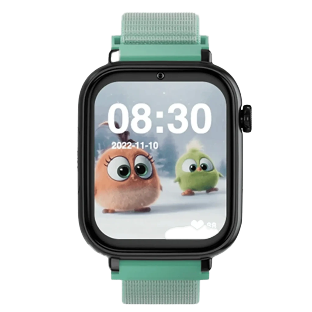 SaveFamily SaveWatch Plus 2 blanco con correa de tela Ocean verde menta, pantalla táctil 4G, botón SOS lateral y diseño infantil con carátula animada - Ítem3