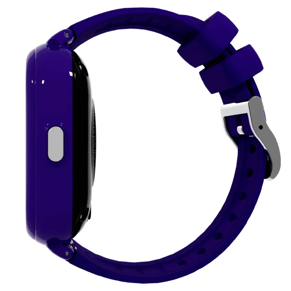 Reloj infantil morado con correa doble ajustable, pantalla a color con diseño graffiti SaveFamily, botón lateral, bordes robustos y estilo urbano llamativo - Ítem5