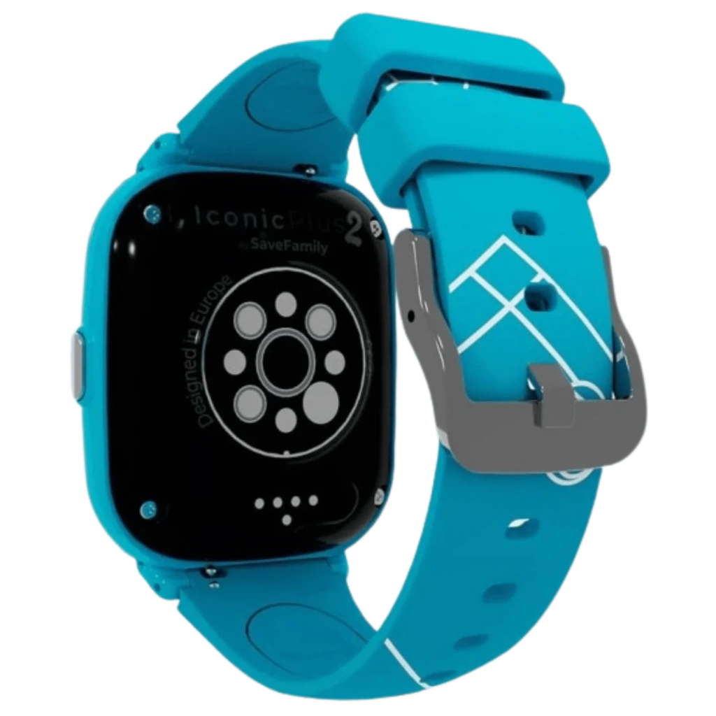 Reloj SaveFamily Iconic Plus 2 Estampada Sportive en azul turquesa, pantalla táctil grande, correa ajustable con hebilla metálica, botón lateral y ranuras - Ítem5