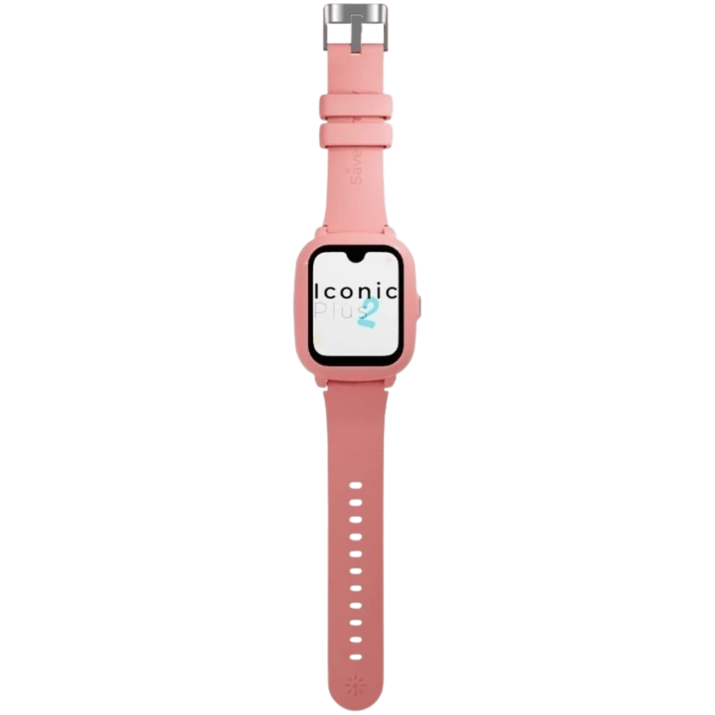 Reloj inteligente rosa SaveFamily Iconic Plus 2 Candy con pantalla táctil amplia, botón lateral gris, correa de silicona ajustable y hebilla metálica negra - Ítem2