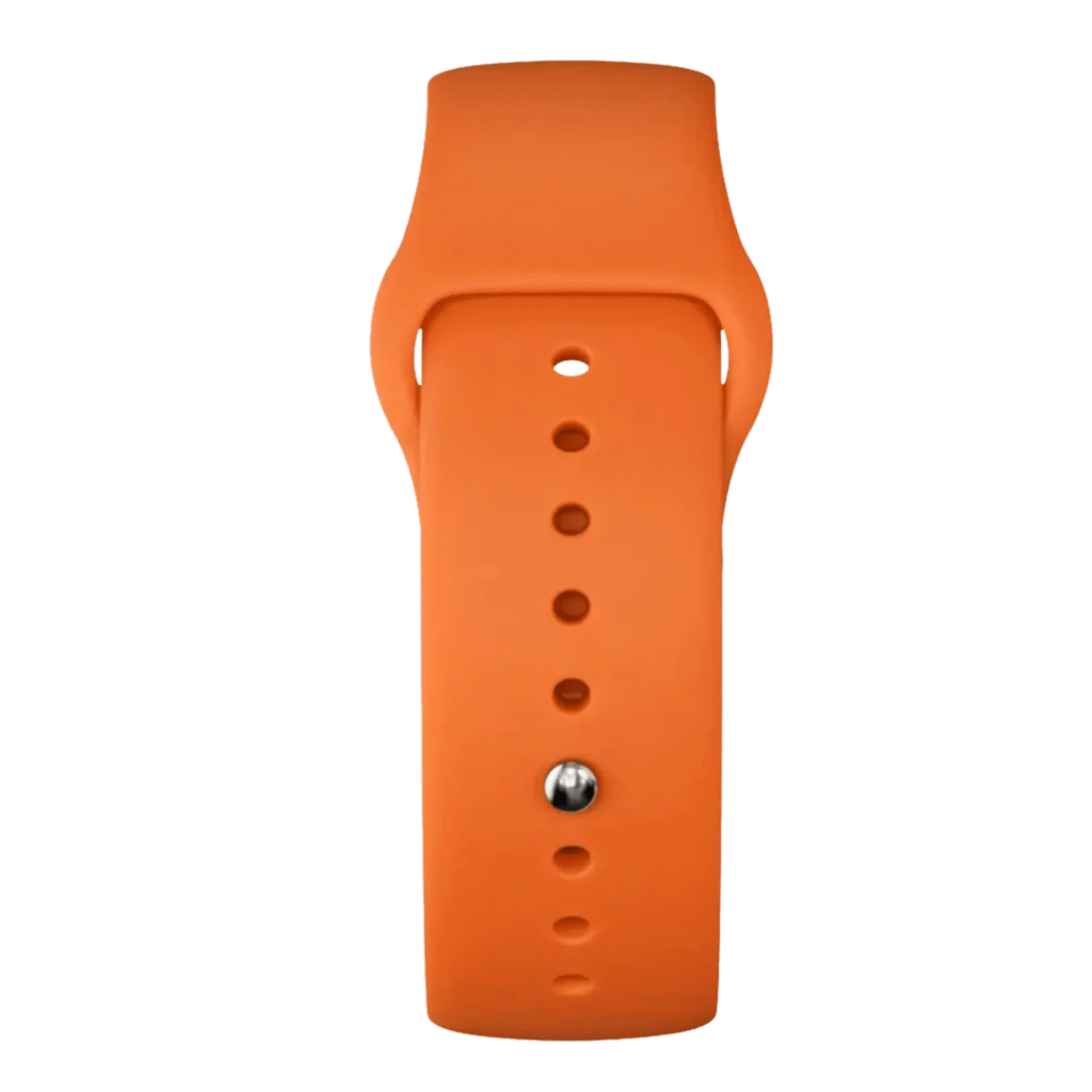 Smartwatch SaveFamily SaveWatch Plus Ed. Valencia con correa de silicona naranja, pantalla rectangular negra y botón SOS lateral. Escudo del Valencia CF. - Ítem2