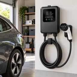 OEM Carregador EV Tipo 2 32A 7.0kW Monofásico 5M LCD - ecrã LCD ativo, cabo enrolado e conector Tipo 2